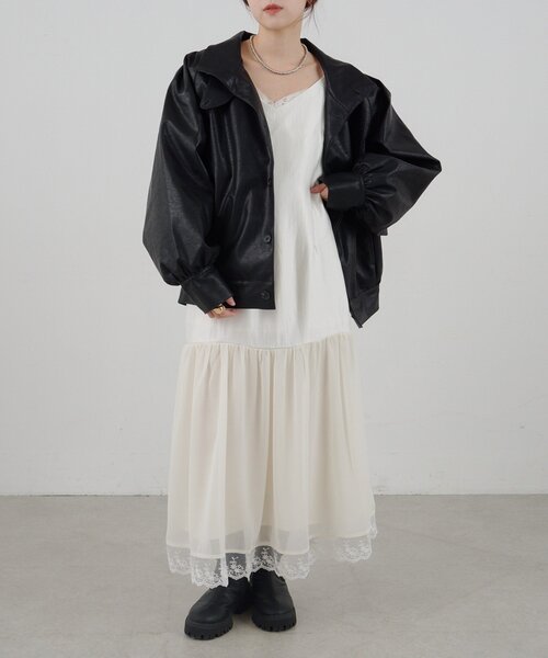 SHENERY（シーナリー）の「フェイクレザーブルゾン（ブルゾン・レディース・ブラック/ダークブラウン・FREE）」の3枚目の写真