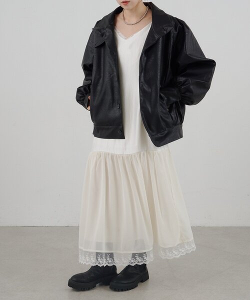 SHENERY（シーナリー）の「フェイクレザーブルゾン（ブルゾン・レディース・ブラック/ダークブラウン・FREE）」の4枚目の写真