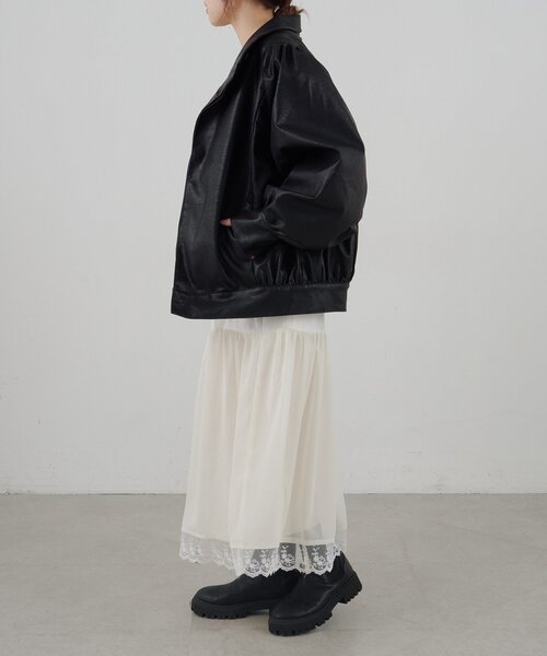 SHENERY（シーナリー）の「フェイクレザーブルゾン（ブルゾン・レディース・ブラック/ダークブラウン・FREE）」の5枚目の写真