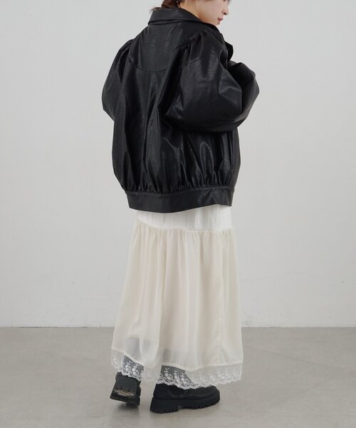 SHENERY（シーナリー）の「フェイクレザーブルゾン（ブルゾン・レディース・ブラック/ダークブラウン・FREE）」の6枚目の写真