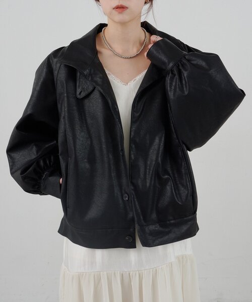 SHENERY（シーナリー）の「フェイクレザーブルゾン（ブルゾン・レディース・ブラック/ダークブラウン・FREE）」の8枚目の写真