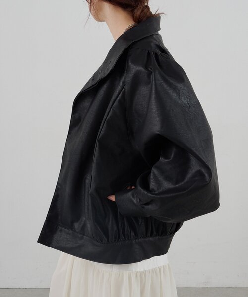 SHENERY（シーナリー）の「フェイクレザーブルゾン（ブルゾン・レディース・ブラック/ダークブラウン・FREE）」の9枚目の写真