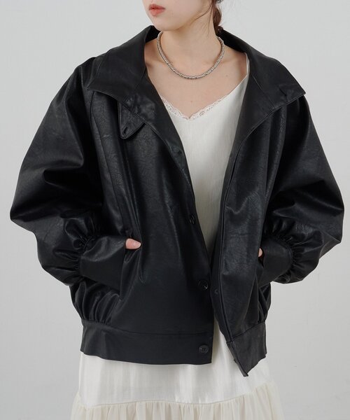 SHENERY（シーナリー）の「フェイクレザーブルゾン（ブルゾン・レディース・ブラック/ダークブラウン・FREE）」の10枚目の写真