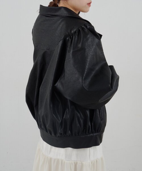 SHENERY（シーナリー）の「フェイクレザーブルゾン（ブルゾン・レディース・ブラック/ダークブラウン・FREE）」の12枚目の写真