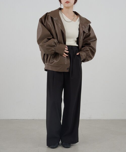 SHENERY（シーナリー）の「フェイクレザーブルゾン（ブルゾン・レディース・ブラック/ダークブラウン・FREE）」の13枚目の写真