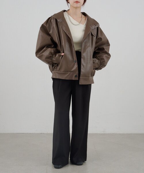 SHENERY（シーナリー）の「フェイクレザーブルゾン（ブルゾン・レディース・ブラック/ダークブラウン・FREE）」の15枚目の写真