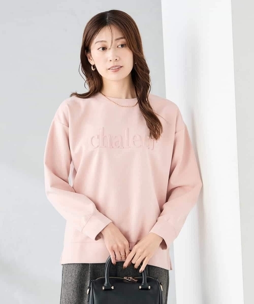 a.v.v(アーヴェヴェ)の「エンボスロゴスウェードトップス(Tシャツ/カットソー・レディース・モカ/グレー系その他/ライトピンク・36/38/40)」の3枚目の写真
