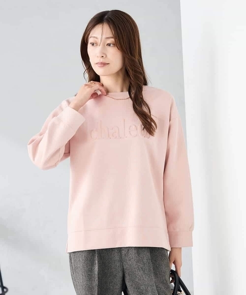 a.v.v(アーヴェヴェ)の「エンボスロゴスウェードトップス(Tシャツ/カットソー・レディース・モカ/グレー系その他/ライトピンク・36/38/40)」の4枚目の写真