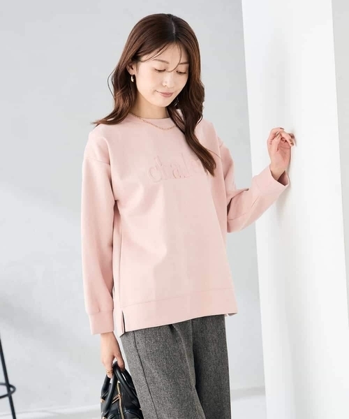 a.v.v(アーヴェヴェ)の「エンボスロゴスウェードトップス(Tシャツ/カットソー・レディース・モカ/グレー系その他/ライトピンク・36/38/40)」の5枚目の写真
