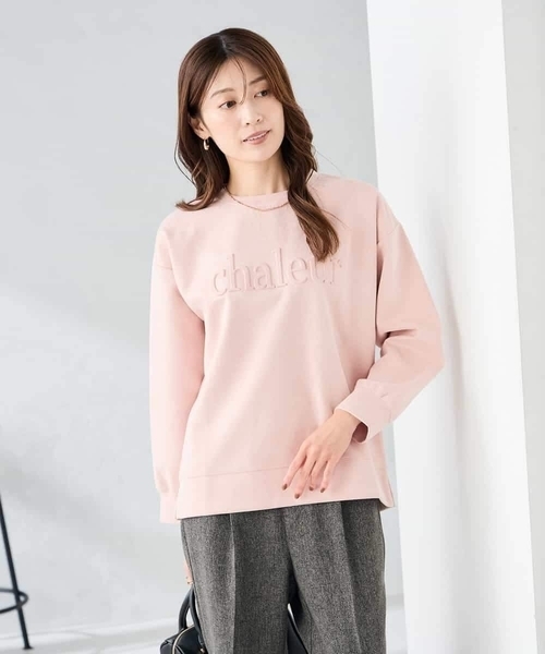 a.v.v(アーヴェヴェ)の「エンボスロゴスウェードトップス(Tシャツ/カットソー・レディース・モカ/グレー系その他/ライトピンク・36/38/40)」の6枚目の写真