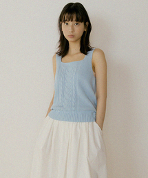 LINGSEOUL（リングソウル）の「whole garment knit sleeveless-sky（ニット/セーター・レディース）」