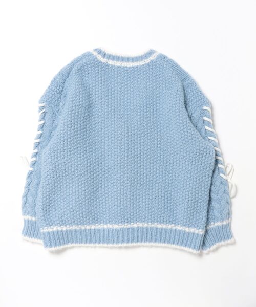 repipi armario（レピピ アルマリオ）の「【girly line】レースアップケーブルカーディガン（カーディガン/ボレロ・キッズ・オフホワイト/チャコールグレー/ブルー系その他・SMALL/MEDIUM/LARGE）」の11枚目の写真
