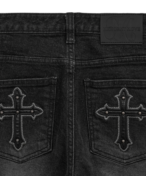 Midnight Move（ミッドナイトムーブ）の「cross boots cut (black)（デニムパンツ・レディース・その他・SMALL/MEDIUM）」の2枚目の写真