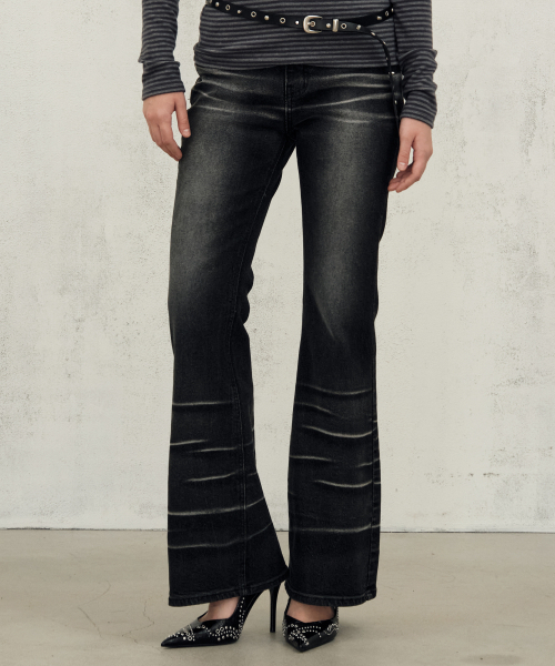 Midnight Move（ミッドナイトムーブ）の「cross boots cut (black)（デニムパンツ・レディース・その他・SMALL/MEDIUM）」の4枚目の写真