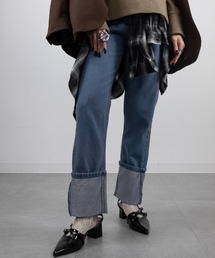 mellomela.（メロメラ）の「スリムストレートロールアップデニムパンツ（デニムパンツ）」