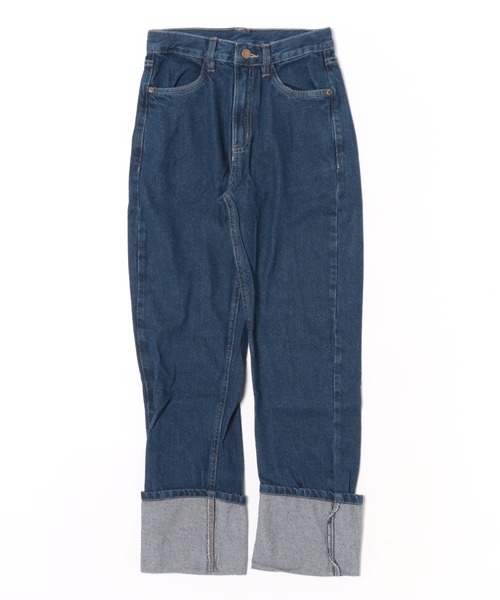 mellomela.(メロメラ)の「スリムストレートロールアップデニムパンツ(デニムパンツ・レディース・ダークネイビー/ネイビー/ブルー・S/M/L/LL)」の5枚目の写真