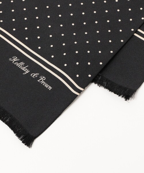 BEAMS F(ビームスエフ)の「Holliday & Brown / シルク ドット柄 スカーフ(マフラー・メンズ・ネイビー/ブラック・ONE SIZE)」の7枚目の写真