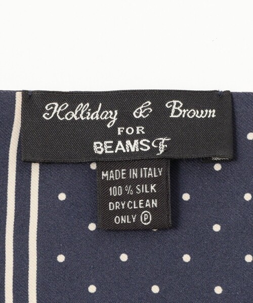 BEAMS F(ビームスエフ)の「Holliday & Brown / シルク ドット柄 スカーフ(マフラー・メンズ・ネイビー/ブラック・ONE SIZE)」の3枚目の写真