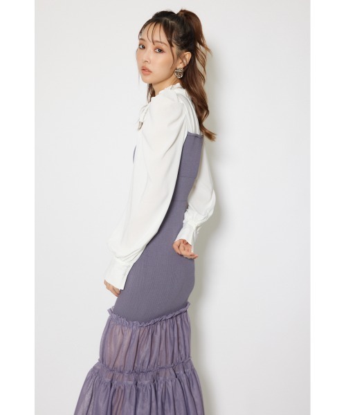 rienda（リエンダ）の「チュールドッキングニットマーメイドワンピース