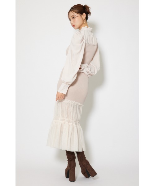 rienda(リエンダ)の「チュールドッキングニットマーメイドワンピース 秋服 冬服(ワンピース・レディース・ブルー/ライトピンク/ブラック・FREE)」の20枚目の写真