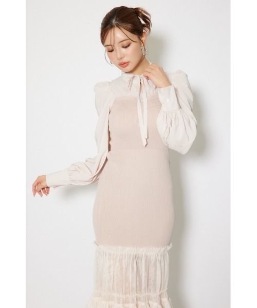 rienda(リエンダ)の「チュールドッキングニットマーメイドワンピース 秋服 冬服(ワンピース・レディース・ブルー/ライトピンク/ブラック・FREE)」の21枚目の写真