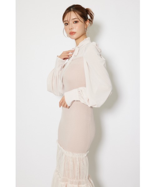 rienda(リエンダ)の「チュールドッキングニットマーメイドワンピース 秋服 冬服(ワンピース・レディース・ブルー/ライトピンク/ブラック・FREE)」の22枚目の写真