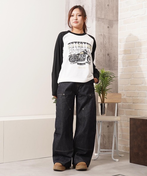 1111clothing(ワンフォークロージング)の「ラグラン プリント ロングスリーブ Tシャツ / Raglan Print Long Sleeve Tee(Tシャツ/カットソー・メンズ・レッド/ブラウン/ブラック・M/L)」の7枚目の写真