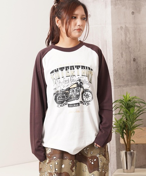 1111clothing(ワンフォークロージング)の「ラグラン プリント ロングスリーブ Tシャツ / Raglan Print Long Sleeve Tee(Tシャツ/カットソー・メンズ・レッド/ブラウン/ブラック・M/L)」の12枚目の写真