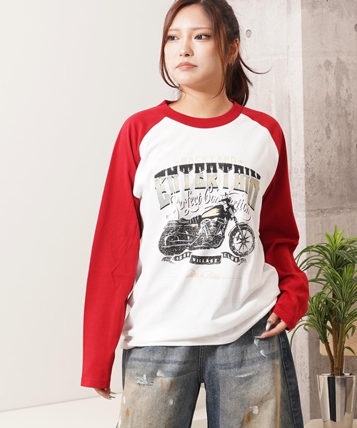 1111clothing(ワンフォークロージング)の「ラグラン プリント ロングスリーブ Tシャツ / Raglan Print Long Sleeve Tee(Tシャツ/カットソー・メンズ・レッド/ブラウン/ブラック・M/L)」の18枚目の写真