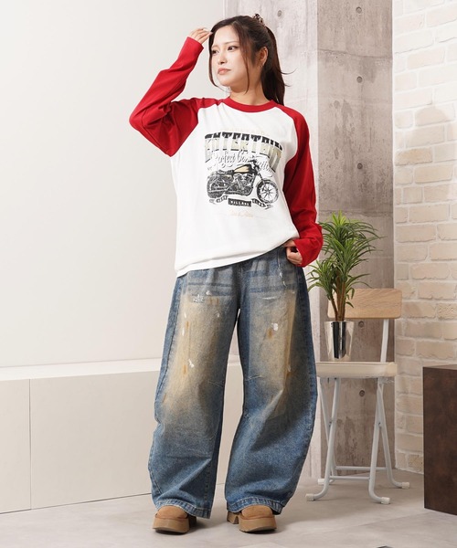 1111clothing(ワンフォークロージング)の「ラグラン プリント ロングスリーブ Tシャツ / Raglan Print Long Sleeve Tee(Tシャツ/カットソー・メンズ・レッド/ブラウン/ブラック・M/L)」の19枚目の写真