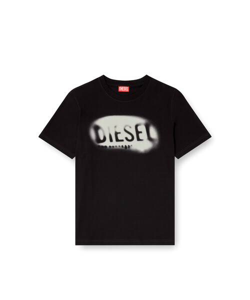 DIESEL 黒 Tシャツ Men's Regular cotton T-shirt with Diesel embroidery | Black | Diesel