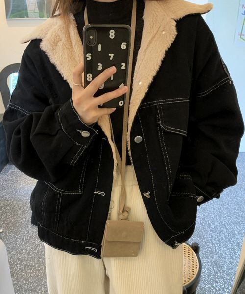 Miniministore(ミニミニストア)の「裏ファーデニムジャケットステッチブルゾン(デニムジャケット・レディース・ブラック・FREE)」の8枚目の写真