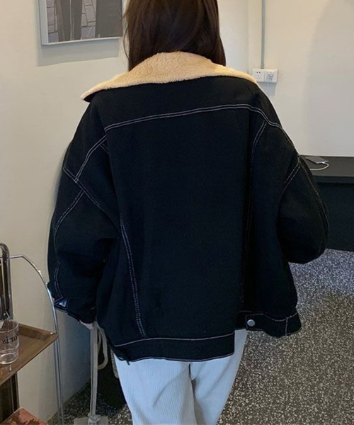 Miniministore(ミニミニストア)の「裏ファーデニムジャケットステッチブルゾン(デニムジャケット・レディース・ブラック・FREE)」の13枚目の写真