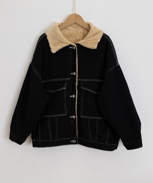 Miniministore(ミニミニストア)の「裏ファーデニムジャケットステッチブルゾン(デニムジャケット・レディース・ブラック・FREE)」の20枚目の写真