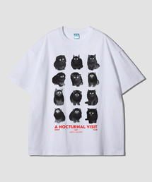 GRANFINNY（グランフィニ）の「ナイトキャットクラブオーバーサイズ半袖Tシャツ-ホワイト（Tシャツ/カットソー）」