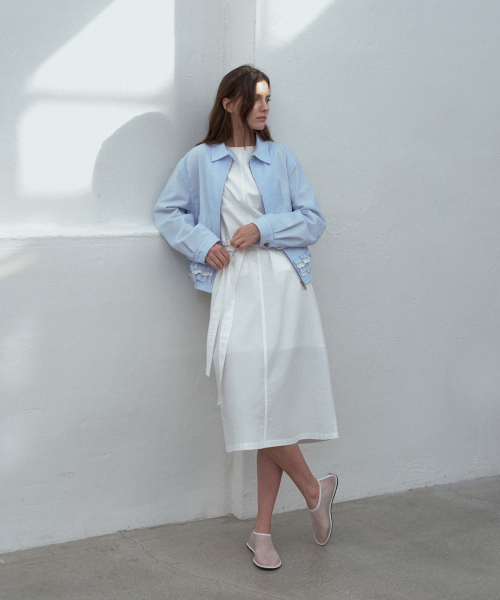 HANE(ハネ)の「Mignon Lace Crop Jacket_Blue Stripe(ブルゾン・レディース・その他・MEDIUM/SMALL)」の1枚目の写真