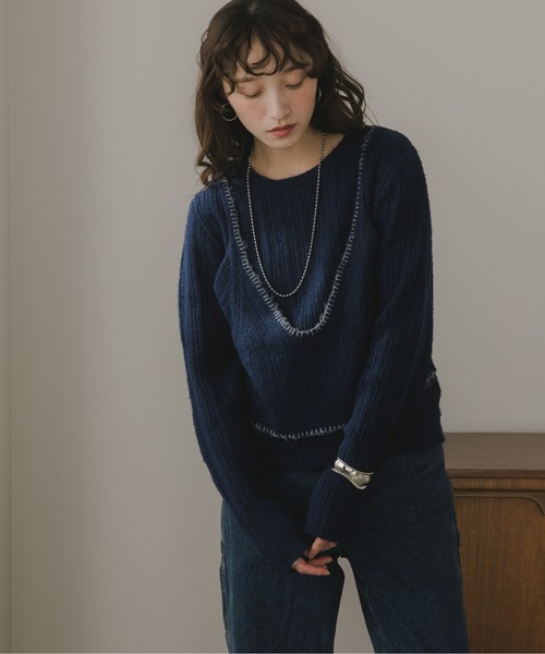 210nouve（トゥージュヌーブ）の「ビスチェ レイヤード風 ニットプルオーバー（ニット/セーター・レディース・ネイビー/チャコールグレー/グレー/ブラウン・FREE）」の20枚目の写真