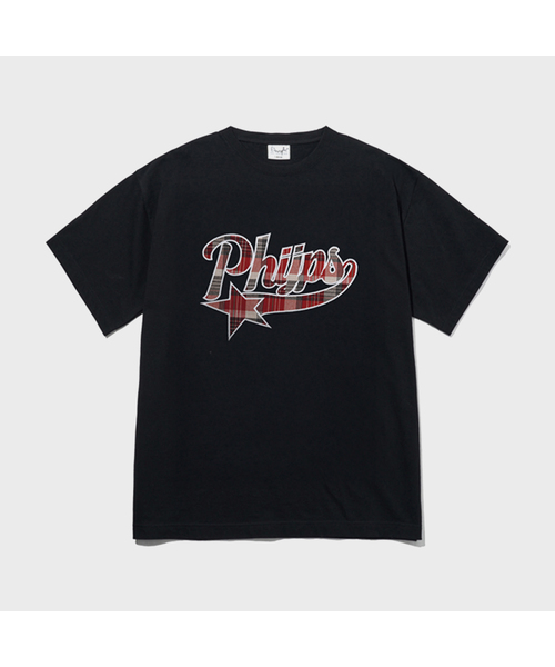 PHYSICAL DEPARTMENT(フィジカル デパートメント)の「チェックスターテールロゴ半袖Tシャツ_ブラック(Tシャツ/カットソー・レディース・その他・SMALL/MEDIUM/LARGE/X-LARGE)」の1枚目の写真
