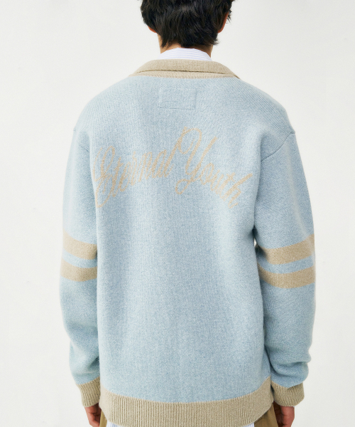 FROM ARLES(フロムアルル)の「プレッピー ニットカーディガン / ブルー(カーディガン/ボレロ・メンズ・ブルー・MEDIUM/LARGE)」の7枚目の写真