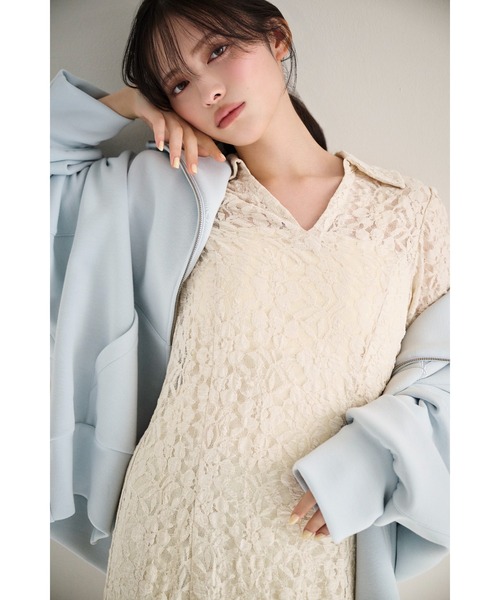 SNIDEL（スナイデル）の「カットレースワンピース（ワンピース・レディース・アイボリー/ブラック/ミント・0/1）」の4枚目の写真