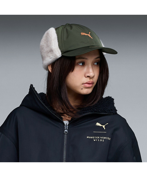 PUMA（プーマ）の「PUMA プーマ ユニセックス PUMA x モンスターハンターワイルズ アイルー トラッパー ハット（ハット・メンズ・グリーン系その他・MEDIUM/LARGE）」の2枚目の写真