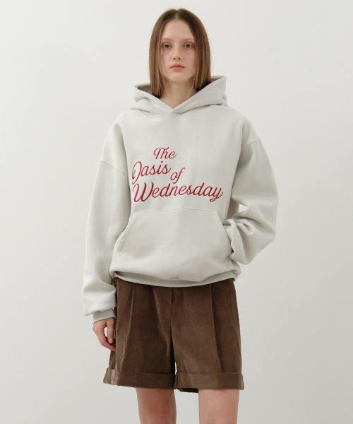 WEDNESDAYOASISFORWOMEN（ウェンズデー オアシス フォー ウーマン）の「W/コージーオアシス刺繍フードパーカー_LIGHT BEIGE(W25-TP49)（パーカー・レディース・ライトベージュ・MEDIUM/LARGE）」の3枚目の写真