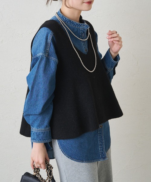 PUAL CE CIN（ピュアルセシン）の「片畦ニットビスチェ（ニット/セーター・レディース・グレー/ブラック/アイボリー・FREE）」の16枚目の写真