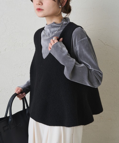 PUAL CE CIN（ピュアルセシン）の「片畦ニットビスチェ（ニット/セーター・レディース・グレー/ブラック/アイボリー・FREE）」の20枚目の写真