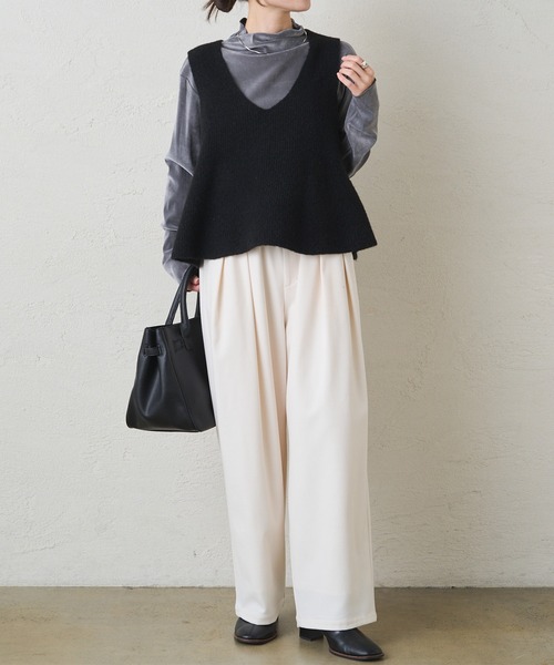 PUAL CE CIN（ピュアルセシン）の「片畦ニットビスチェ（ニット/セーター・レディース・グレー/ブラック/アイボリー・FREE）」の21枚目の写真