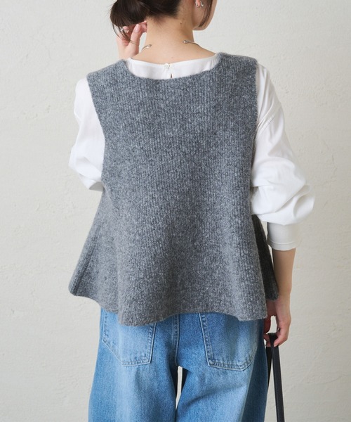 PUAL CE CIN（ピュアルセシン）の「片畦ニットビスチェ（ニット/セーター・レディース・グレー/ブラック/アイボリー・FREE）」の12枚目の写真
