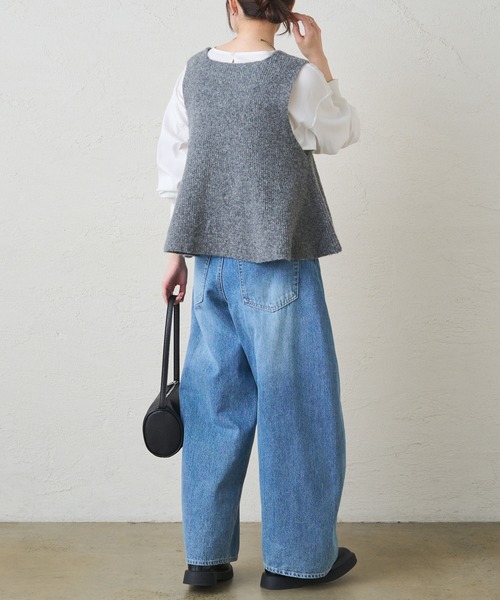 PUAL CE CIN（ピュアルセシン）の「片畦ニットビスチェ（ニット/セーター・レディース・グレー/ブラック/アイボリー・FREE）」の14枚目の写真