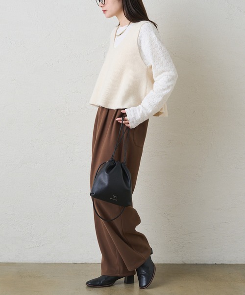 PUAL CE CIN（ピュアルセシン）の「片畦ニットビスチェ（ニット/セーター・レディース・グレー/ブラック/アイボリー・FREE）」の7枚目の写真