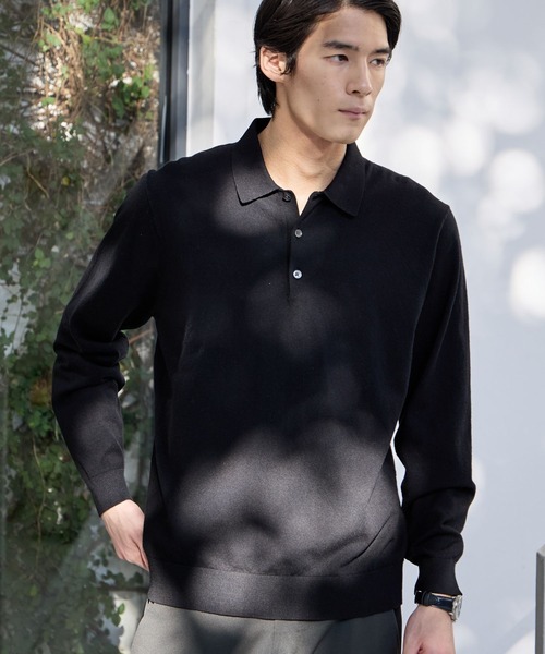 GLOBAL WORK（グローバルワーク）の「シルクブレンドニット/ニットポロシャツ/Salon de GW/638786（ポロシャツ・メンズ・ネイビー/ブラック/ライトグレー・X-LARGE/LARGE/MEDIUM/SMALL）」の7枚目の写真