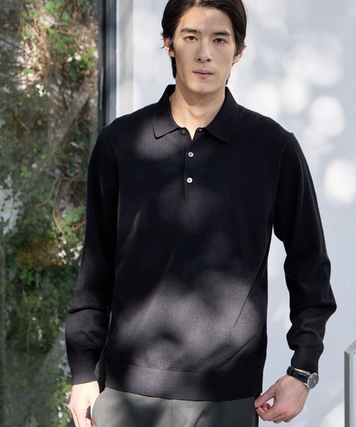 GLOBAL WORK（グローバルワーク）の「シルクブレンドニット/ニットポロシャツ/Salon de GW/638786（ポロシャツ・メンズ・ネイビー/ブラック/ライトグレー・X-LARGE/LARGE/MEDIUM/SMALL）」の8枚目の写真